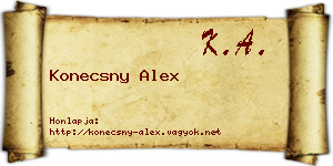 Konecsny Alex névjegykártya